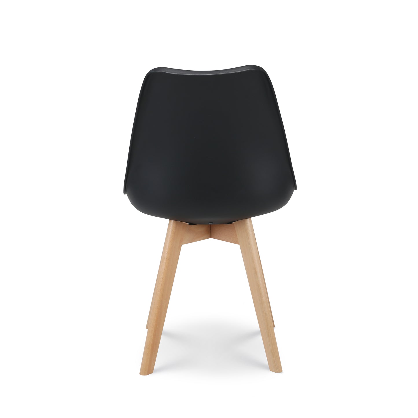 Lot de 4 Chaises noires Style scandinave modèle VICTOIRE - Coque en résine noire rembourrée et Pieds en Bois Naturel