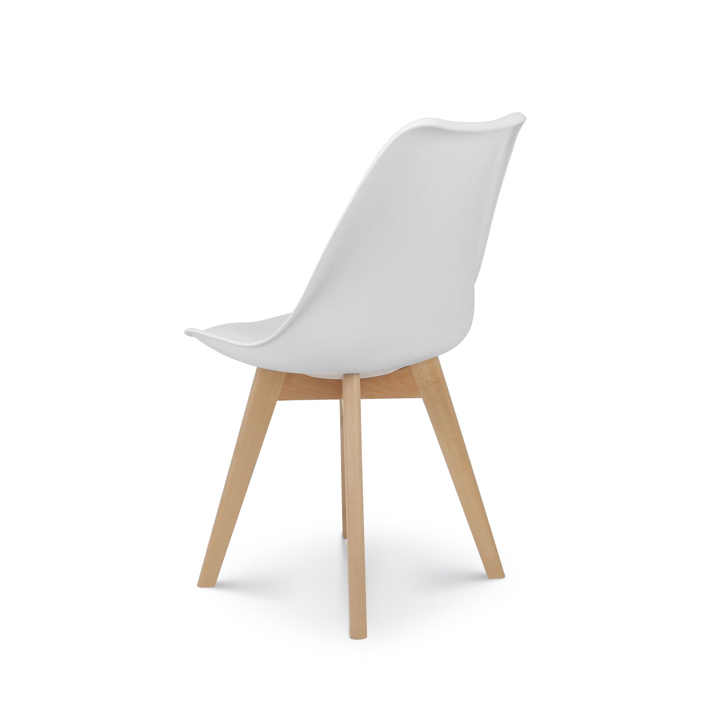 Lot de 4 Chaises Blanches Style scandinave modèle VICTOIRE - Coque en résine Blanche Rembourrée et Pieds en Bois Naturel