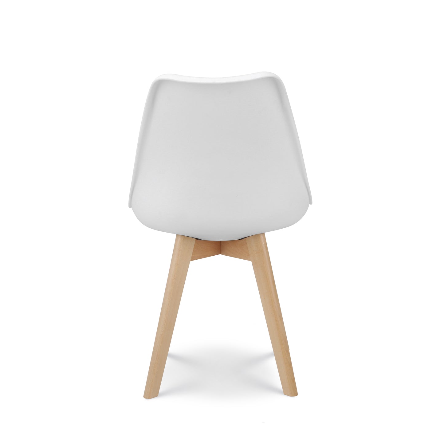 Lot de 4 Chaises Blanches Style scandinave modèle VICTOIRE - Coque en résine Blanche Rembourrée et Pieds en Bois Naturel