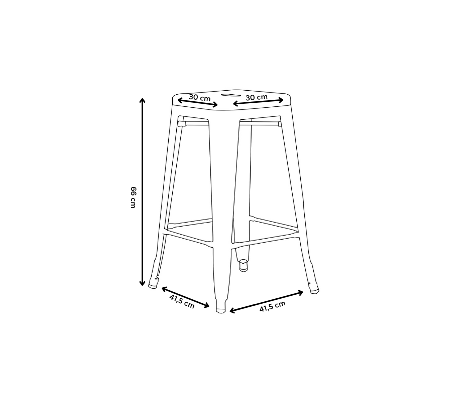 Tabouret de bar style industriel jaune brillant - Hauteur 66 cm