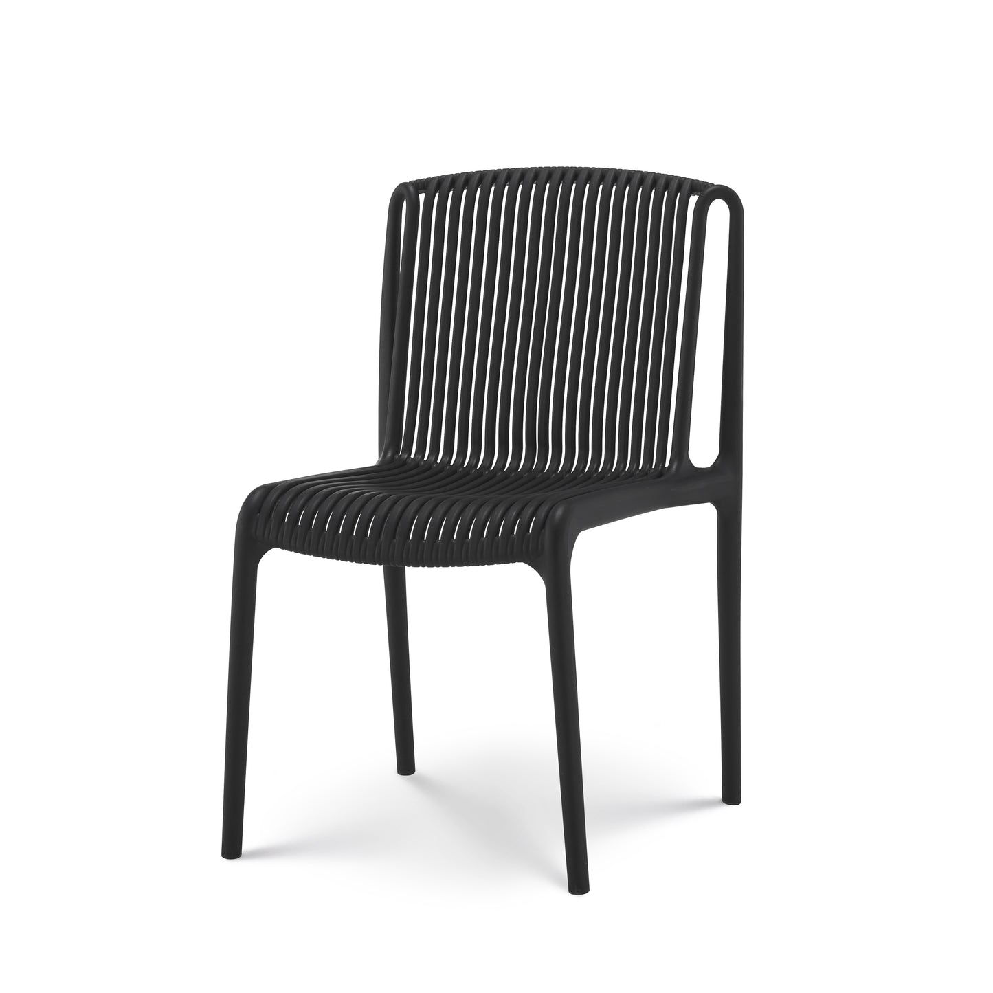 Lot de 4 chaises de Jardin ou Terrasse Noires en Résine Polypropylène