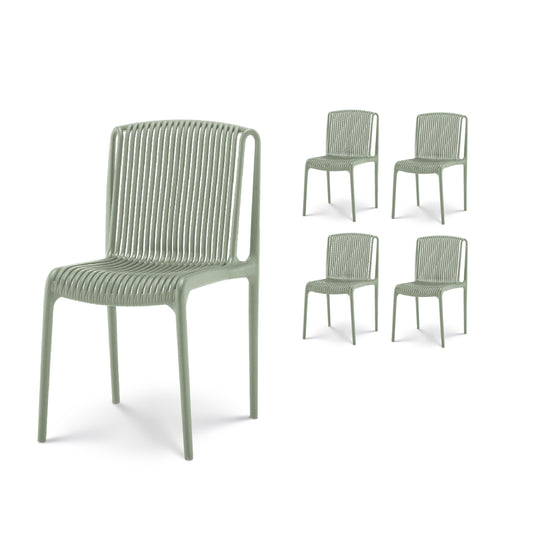 Lot de 4 chaises de Jardin ou Terrasse Vertes en Résine Polypropylène