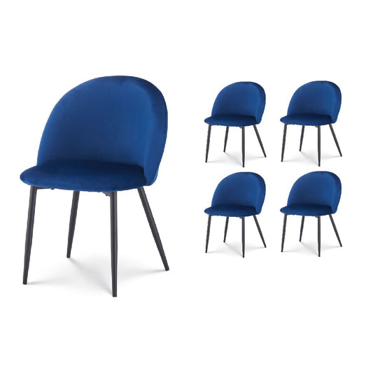 Lot de 4 chaises ISALYS en tissu velours bleu foncé