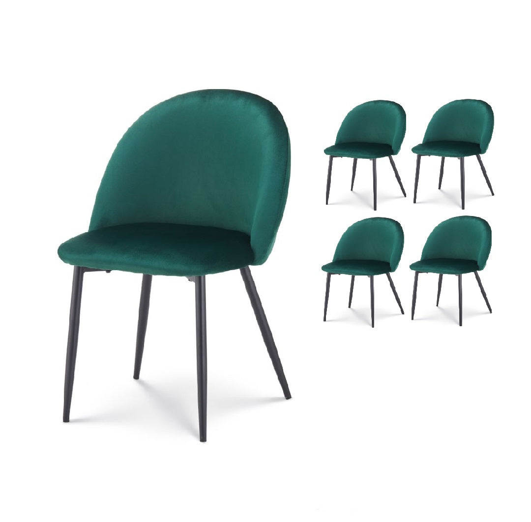 Lot de 4 chaises ISALYS en tissu velours vert foncé