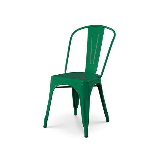 Chaise style industriel en métal vert - Finition brillant