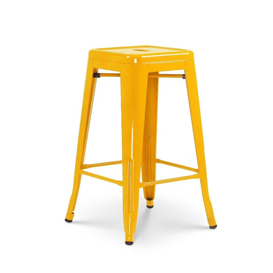 Tabouret de bar style industriel jaune brillant - Hauteur 66 cm