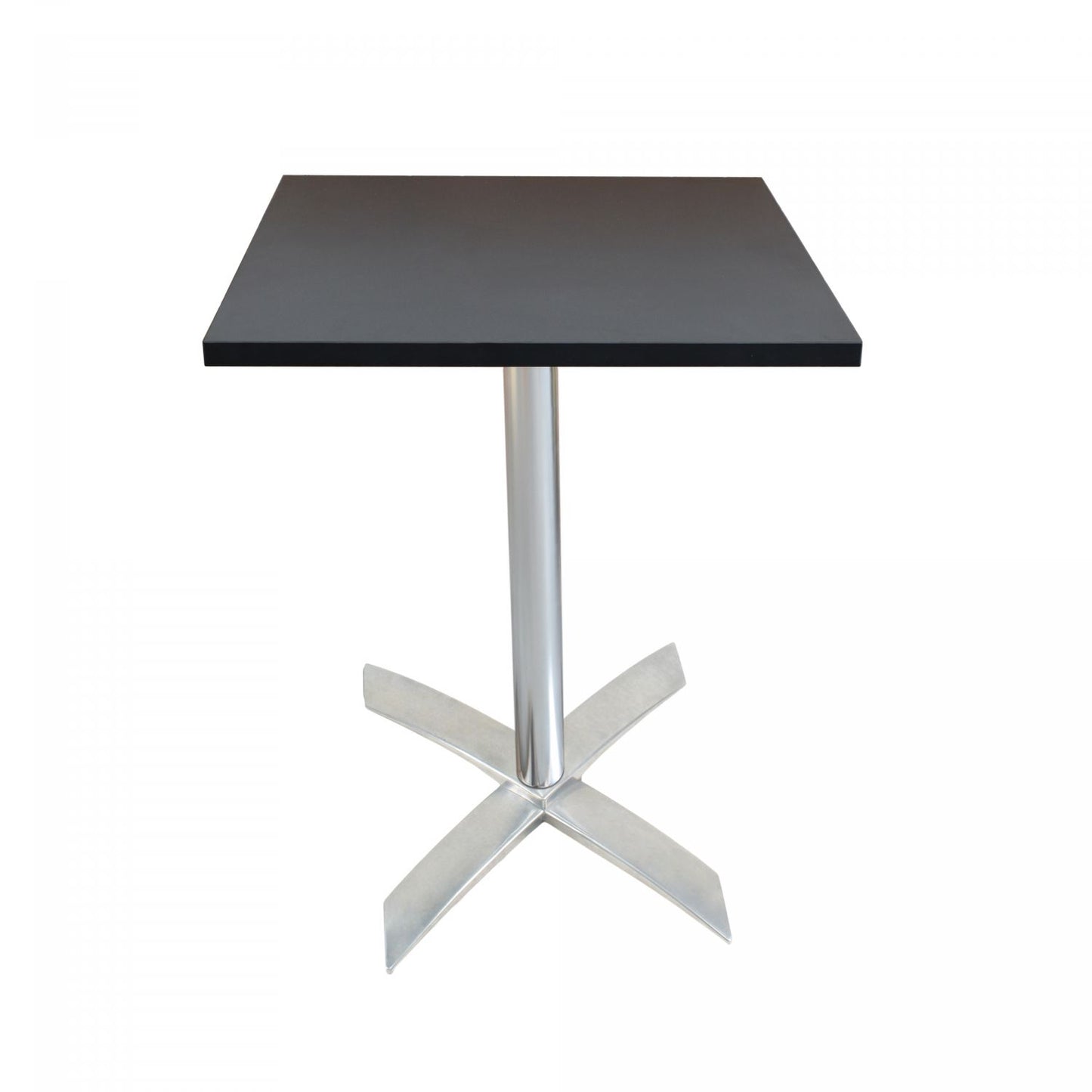 Table noire pliante et encastrable pour terrasse de restaurant et bar  table carrée dimensions 60x60cm pour 2 personnes  pieds en aluminium brillant gris