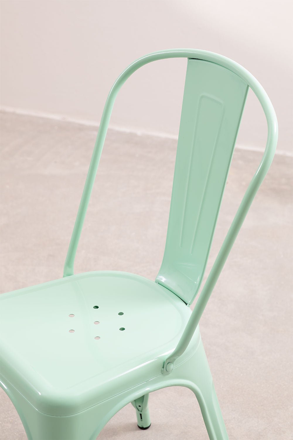 Chaise en métal vert menthe style Industriel - Finition brillant