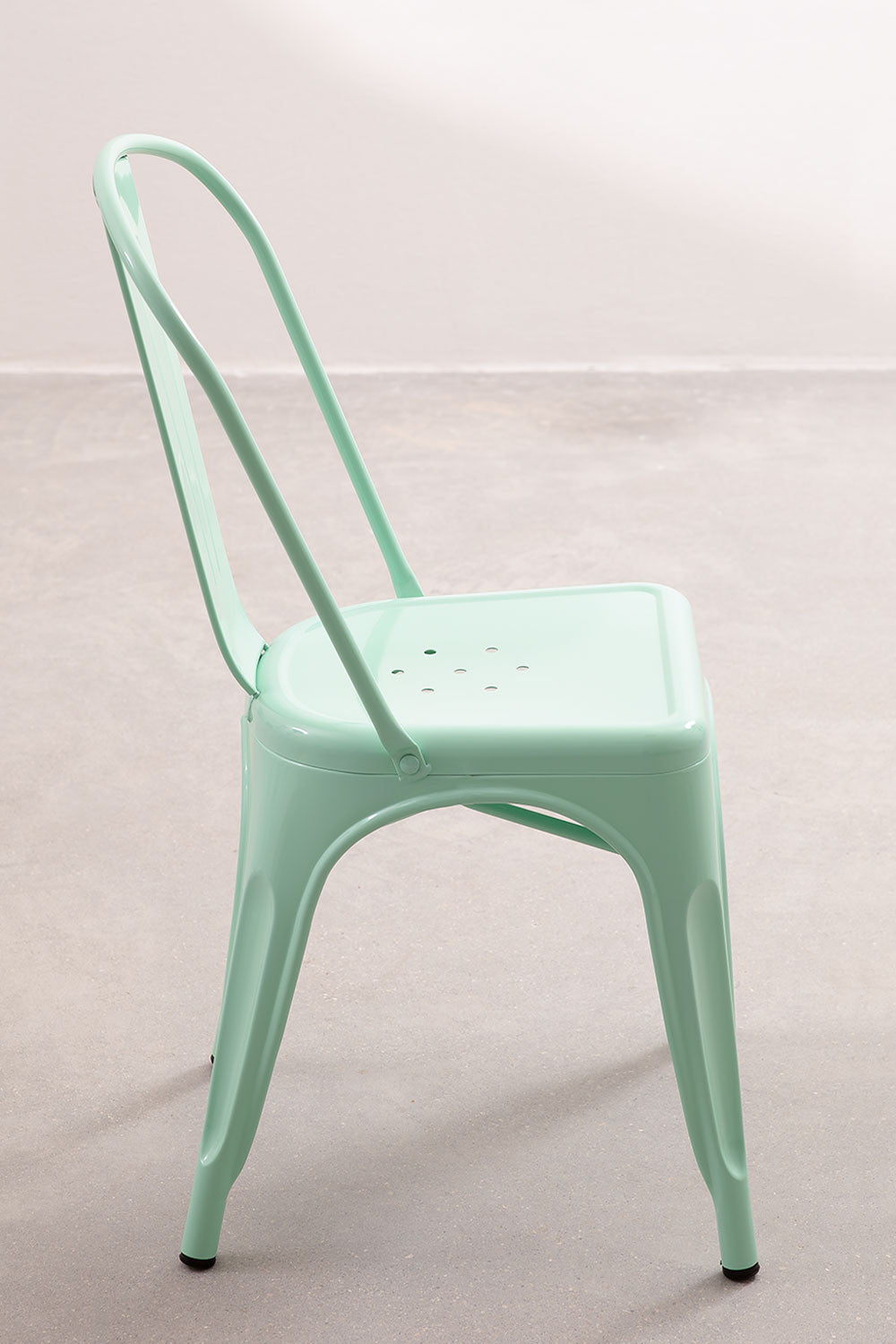 Chaise en métal vert menthe style Industriel - Finition brillant