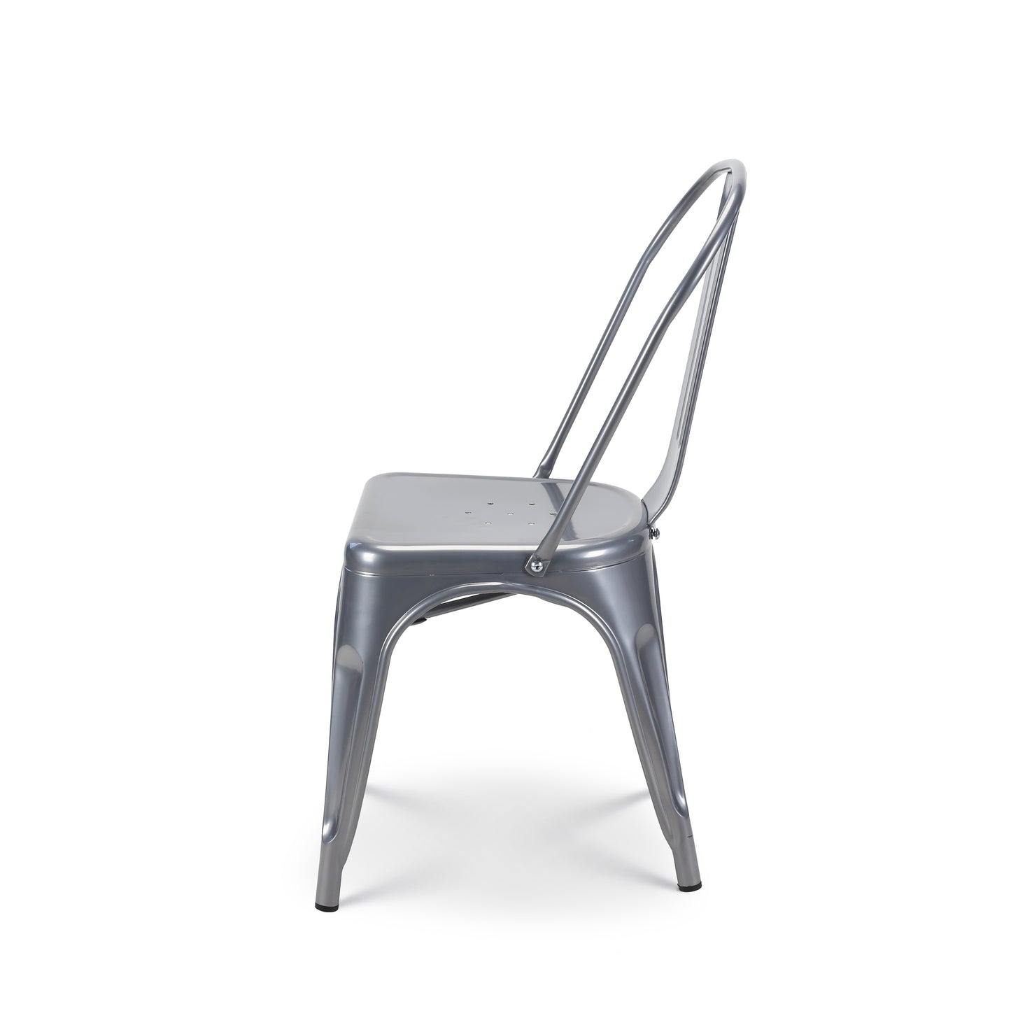 Lot de 4 chaises en métal gris brillant - Style industriel