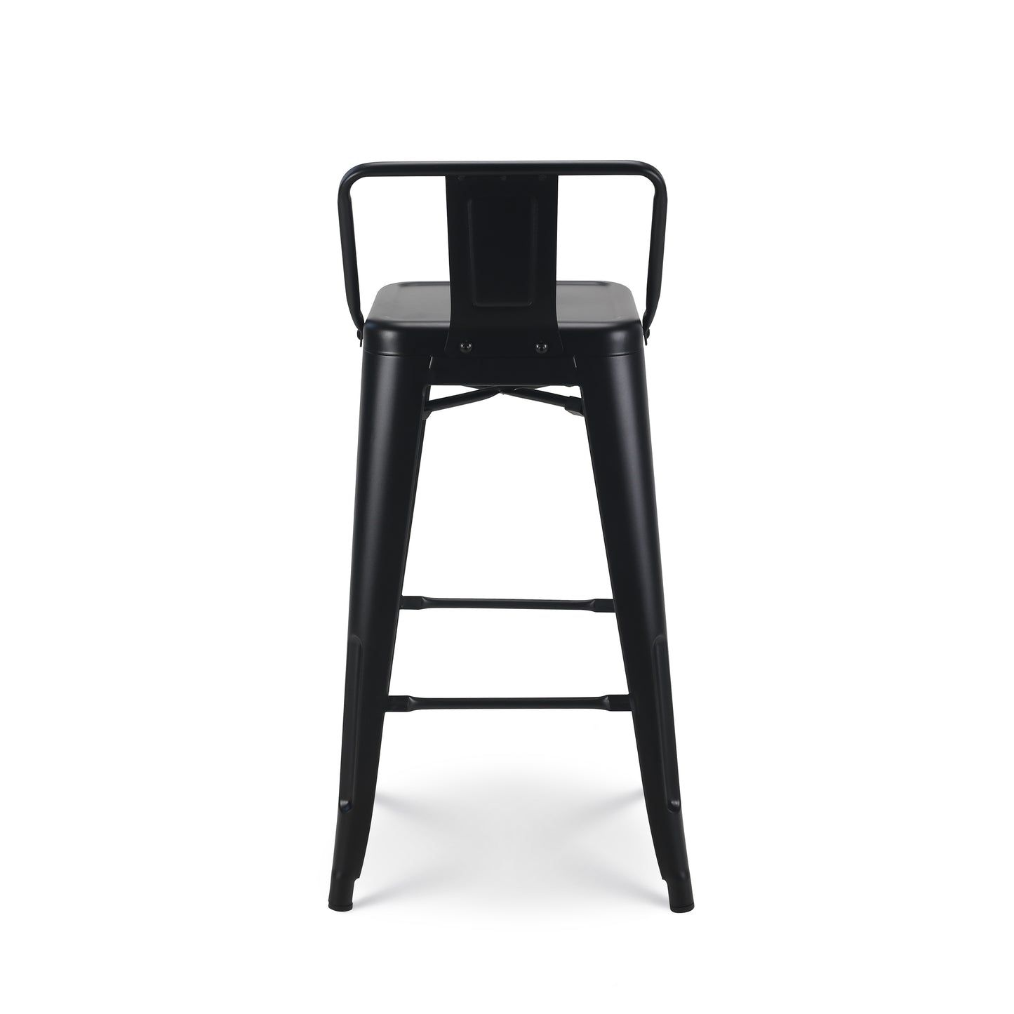 Lot de 4 tabourets de bar en métal noir mat style industriel - Avec dossier - Hauteur 66cm