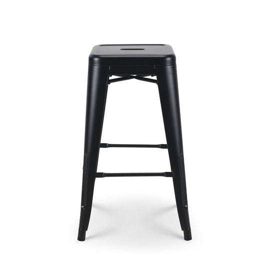 Tabouret de bar en métal noir mat style industriel - Sans dossier - Hauteur 66 cm