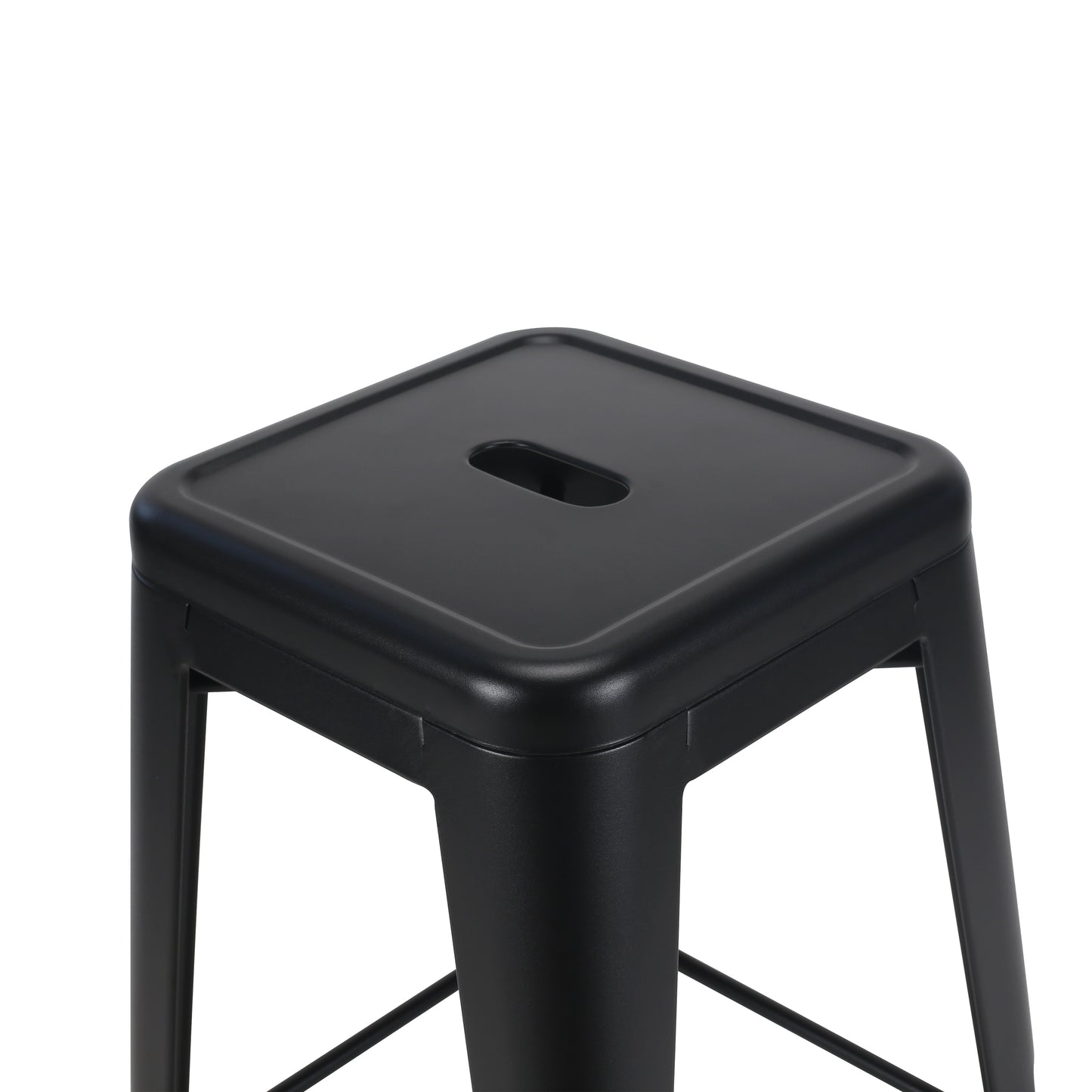 Tabouret de bar en métal noir mat style industriel - Sans dossier - Hauteur 66 cm