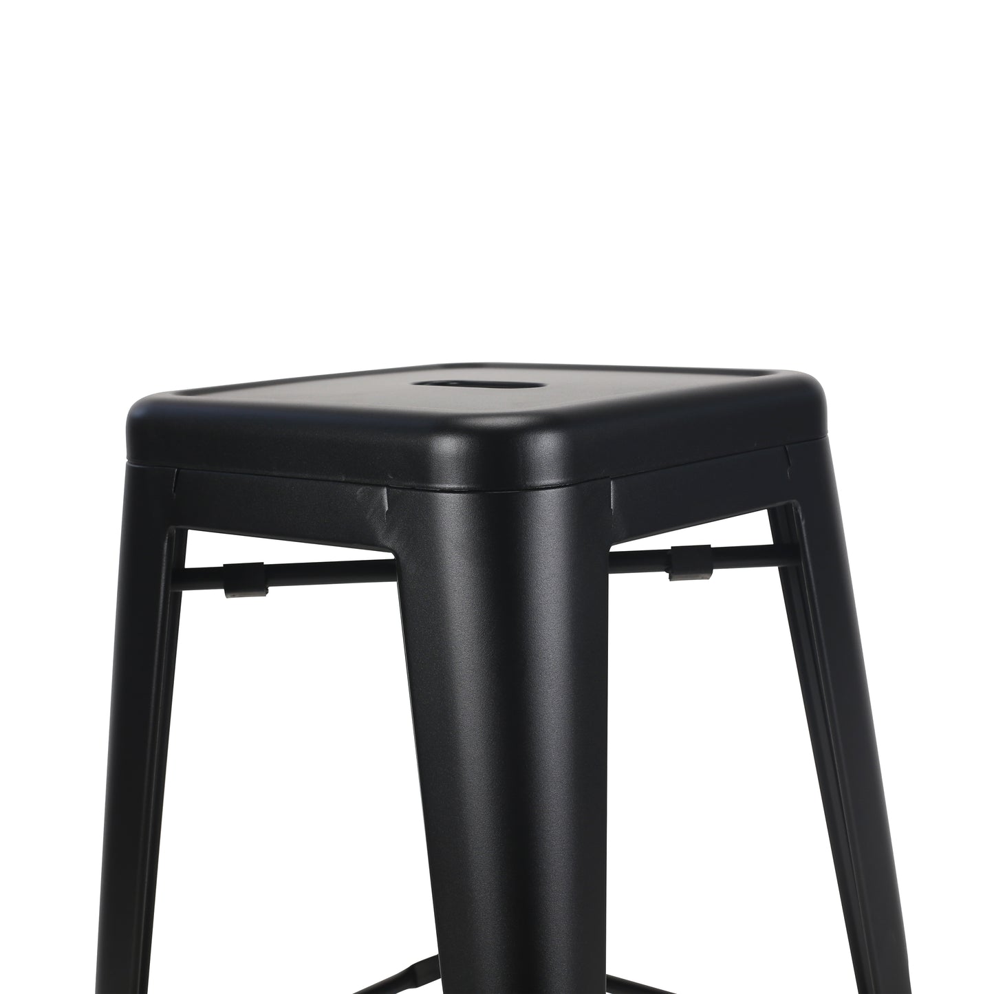 Tabouret de bar en métal noir mat style industriel - Sans dossier - Hauteur 66 cm