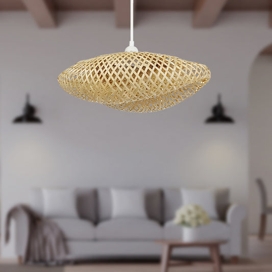 Suspension nature bambou tressé forme coquille MILOS 40cm