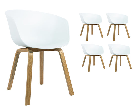 Lot de 4 chaises scandinaves très confortables avec coque en résine blanche