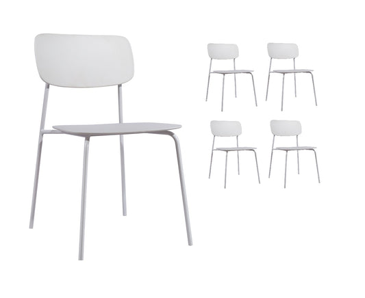 Lot de 4 chaises scandinaves au design minimaliste coloris blanc