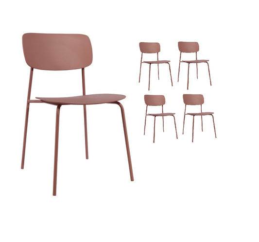 Lot de 4 chaises scandinaves au design minimaliste coloris rose poudré