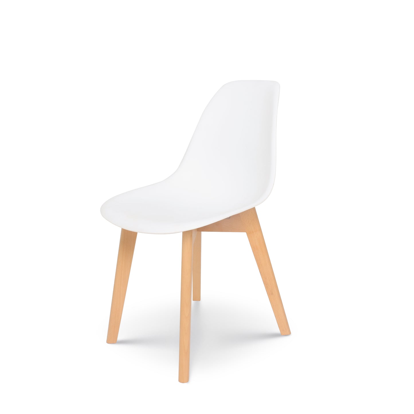 Chaise style scandinave modèle GABBY - Coque en résine blanche et pieds en bois naturel