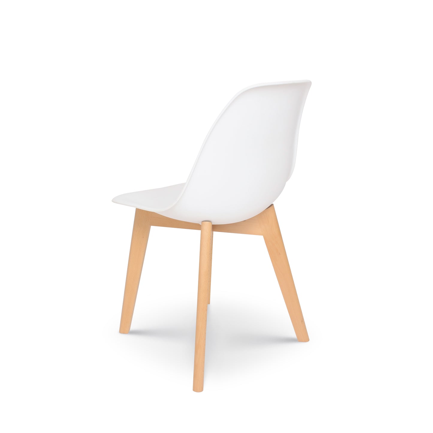 Chaise style scandinave modèle GABBY - Coque en résine blanche et pieds en bois naturel