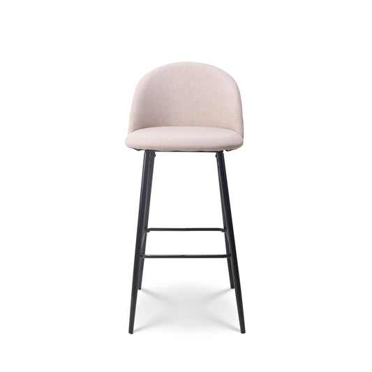 Tabouret de bar beige LILI rembourré et pieds en métal noir