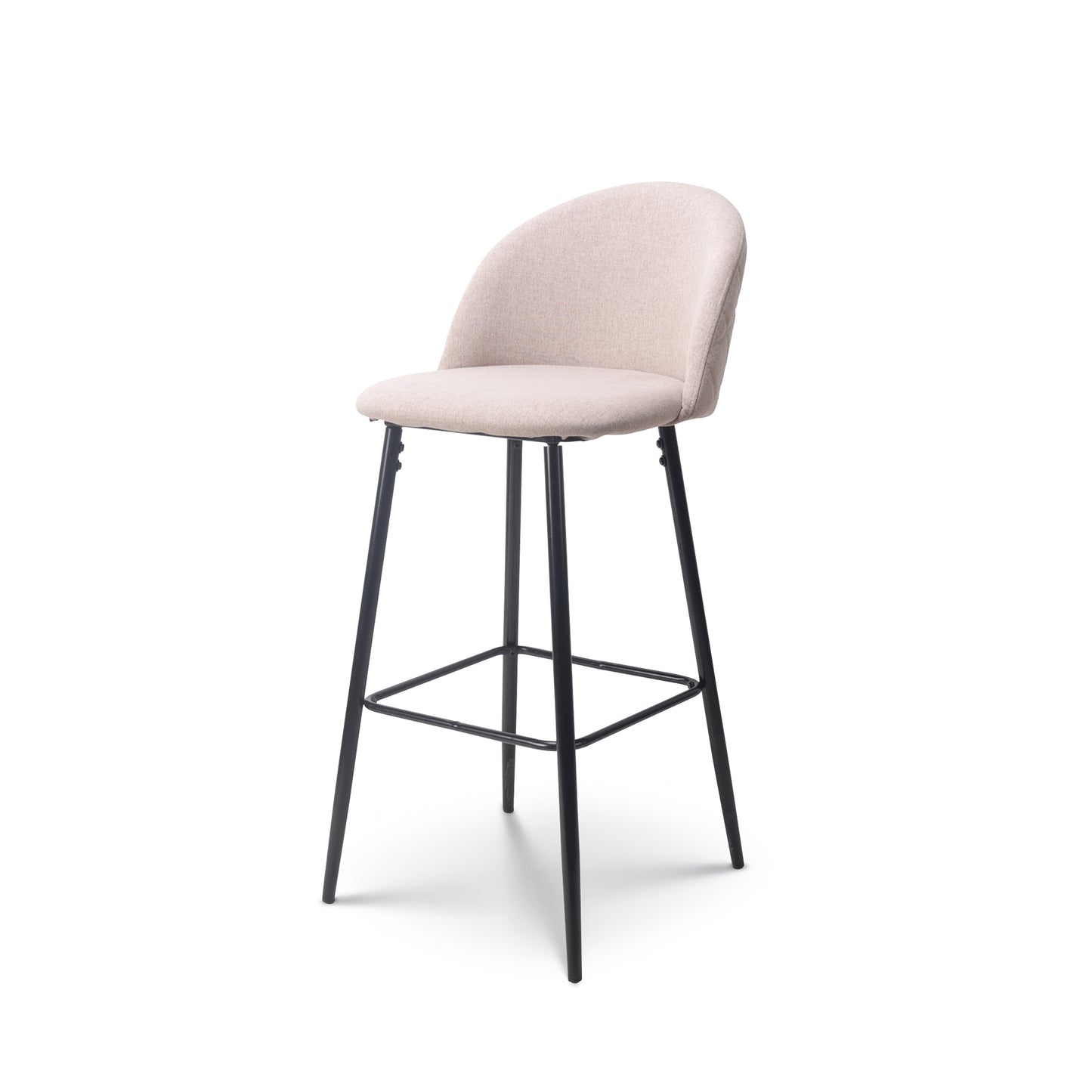 Tabouret de bar beige LILI rembourré et pieds en métal noir