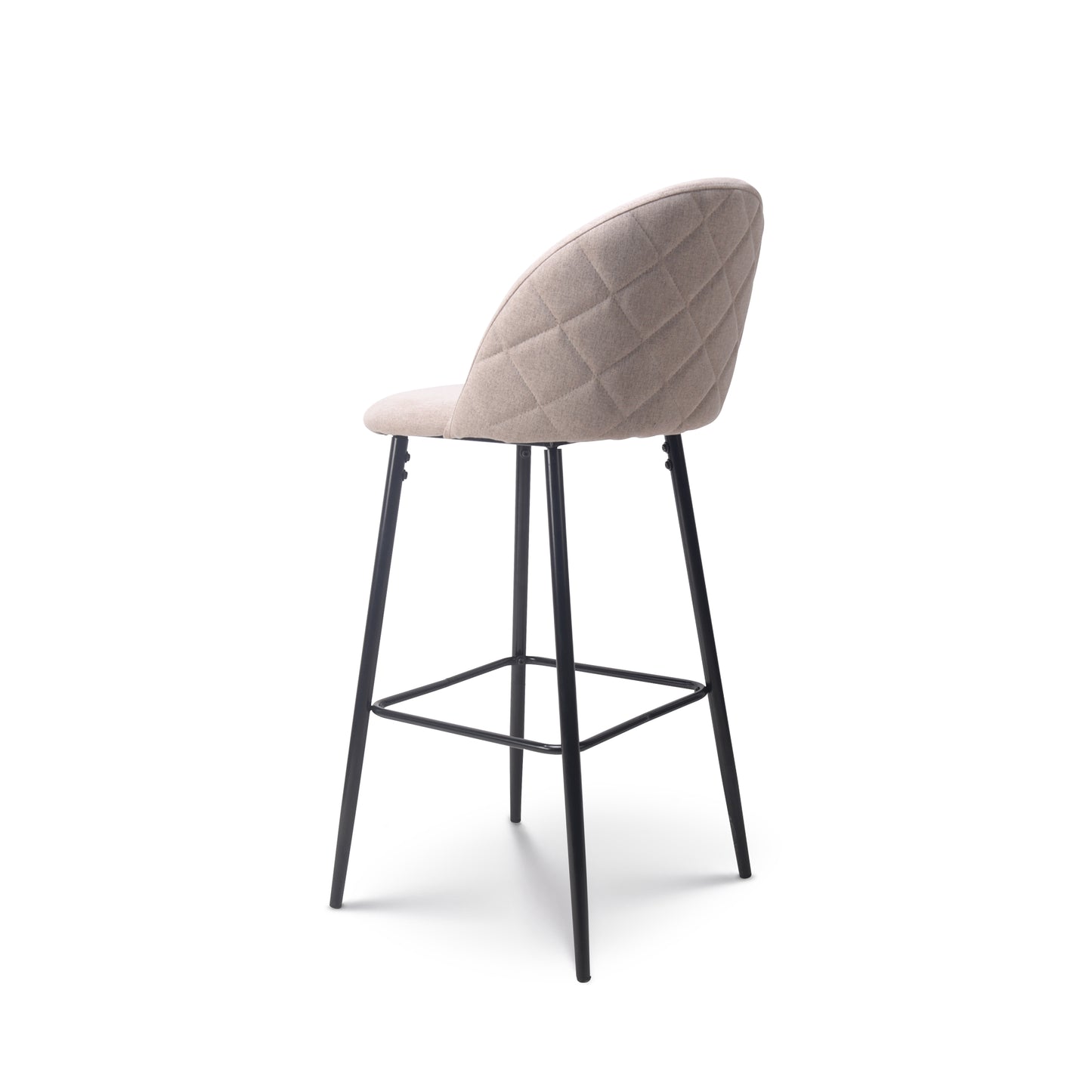 Tabouret de bar beige LILI rembourré et pieds en métal noir