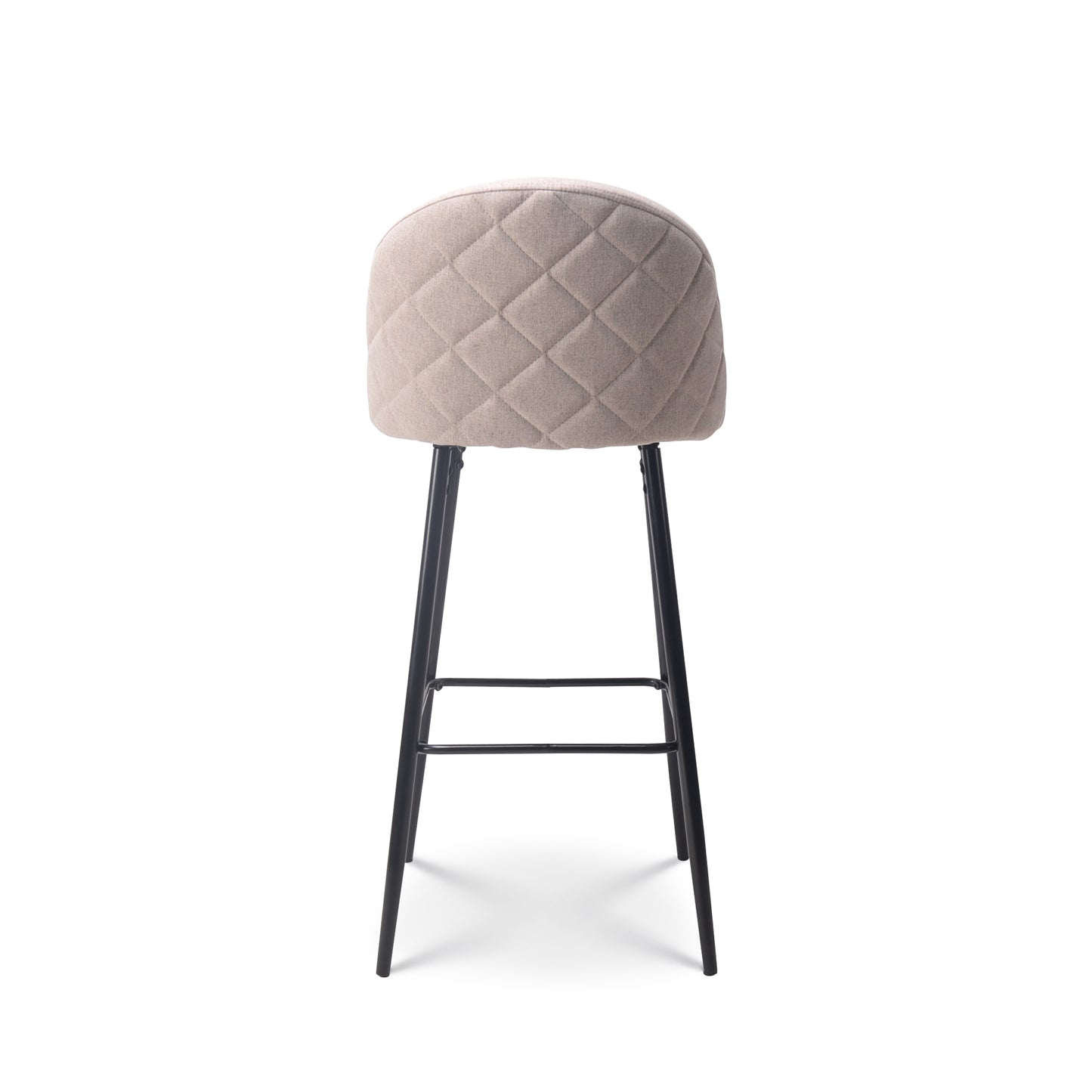 Tabouret de bar beige LILI rembourré et pieds en métal noir