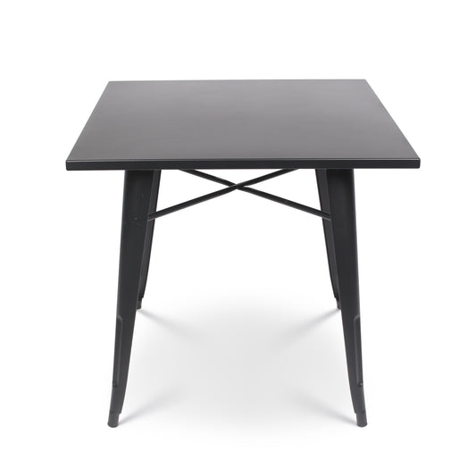 Table style industriel en métal noir mat - 80x80 cm