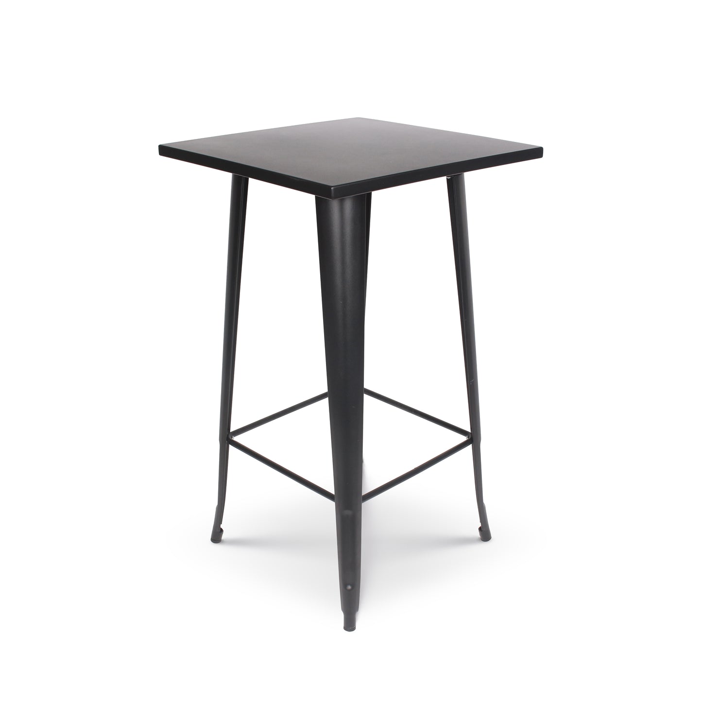 Table de bar "Mange Debout" style industriel en métal noir mat - 60x60 cm