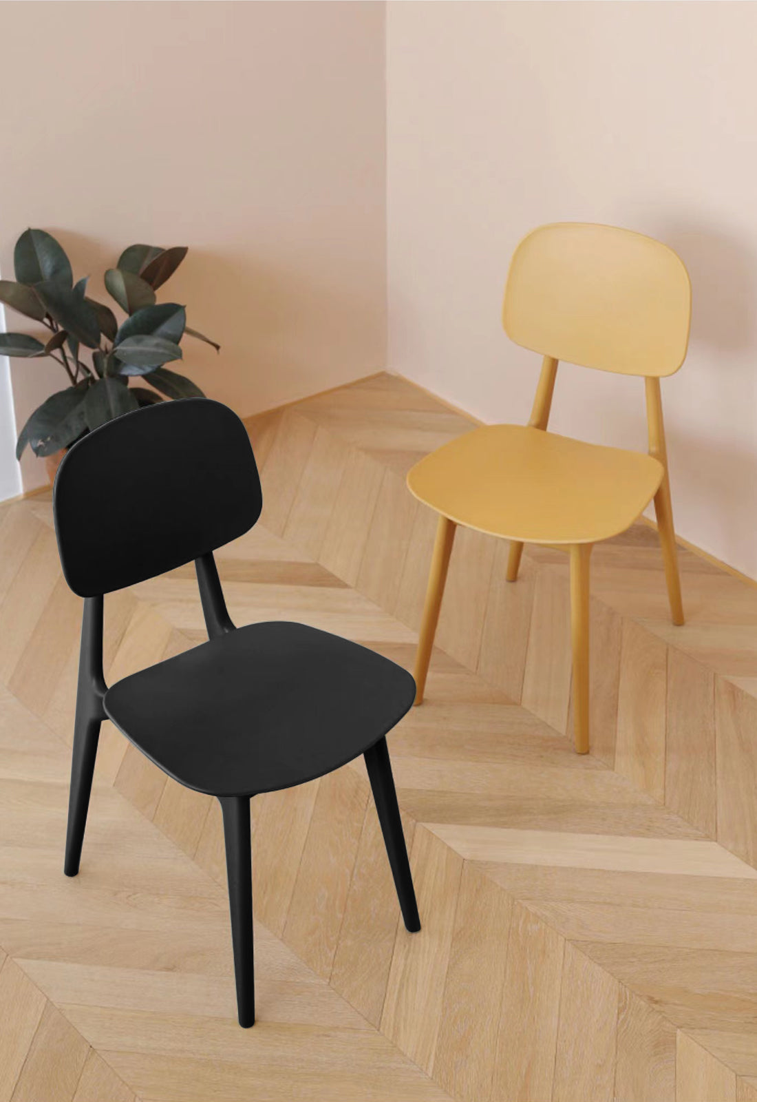 Lot de 4 chaises scandinaves jaunes modernes et confortables