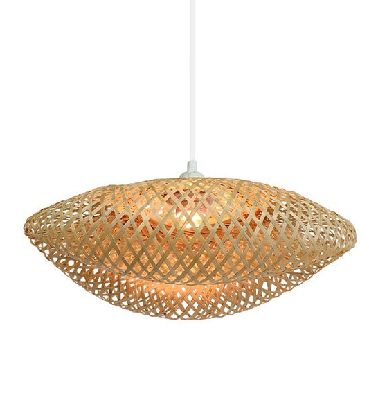 Suspension nature bambou tressé forme coquille MILOS 40cm